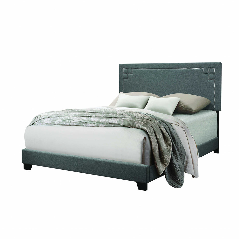 Contemporary Gray Upholstered Queen Bed Frame By Homeroots | Beds | Modishstore - 2