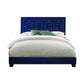 Dark Blue Velvet Upholstered Bed Wood Leg Eastern King Bed By Homeroots | Beds | Modishstore