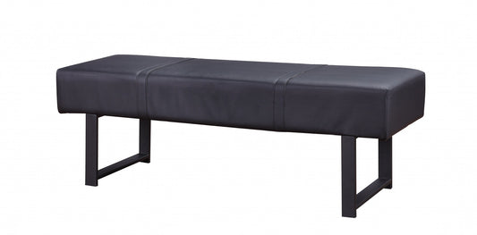 Black PU Sandy Gray Metal Upholstered Seat Engineered Seat Bench By Homeroots | Benches | Modishstore