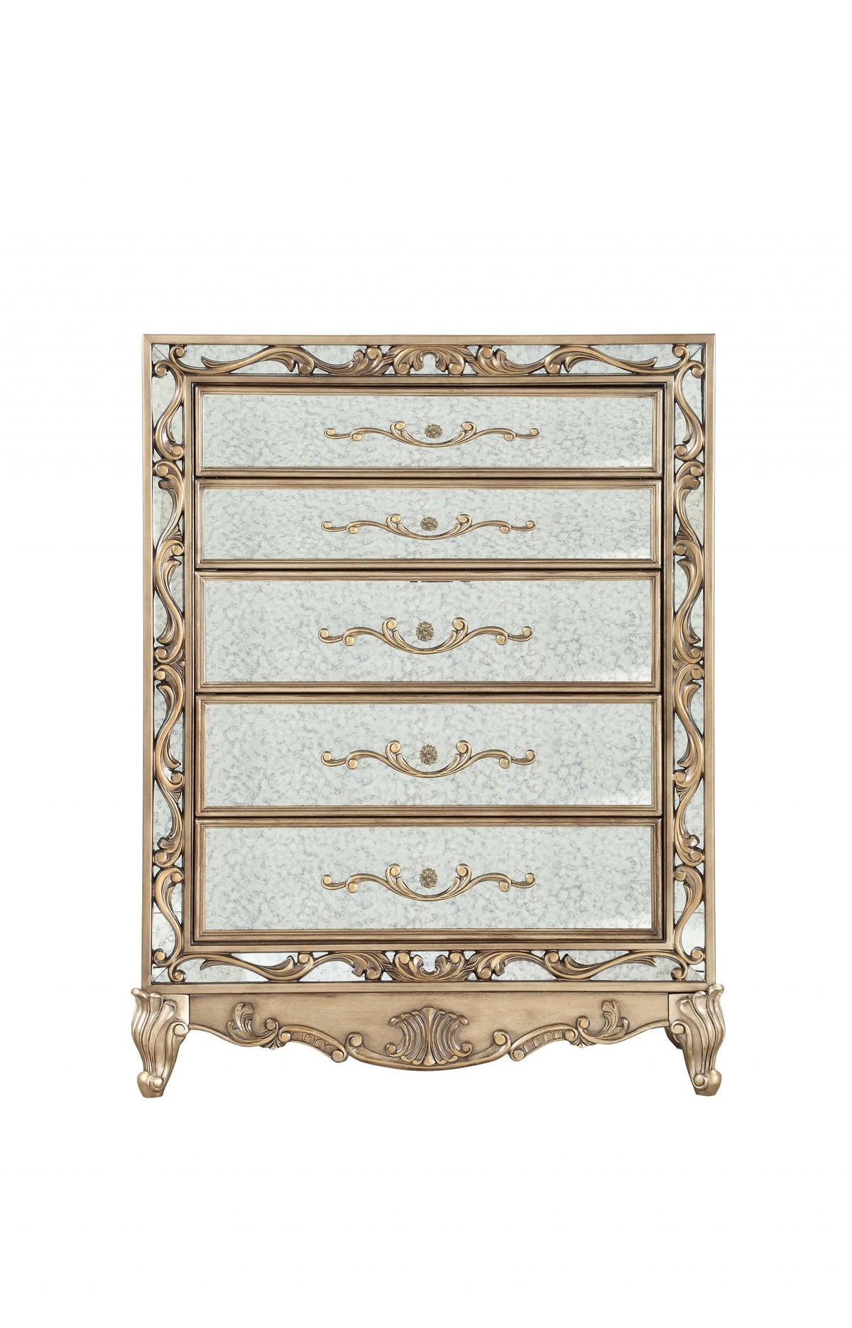 Antique Gold Wood Mirror Chest By Homeroots | Drawers | Modishstore