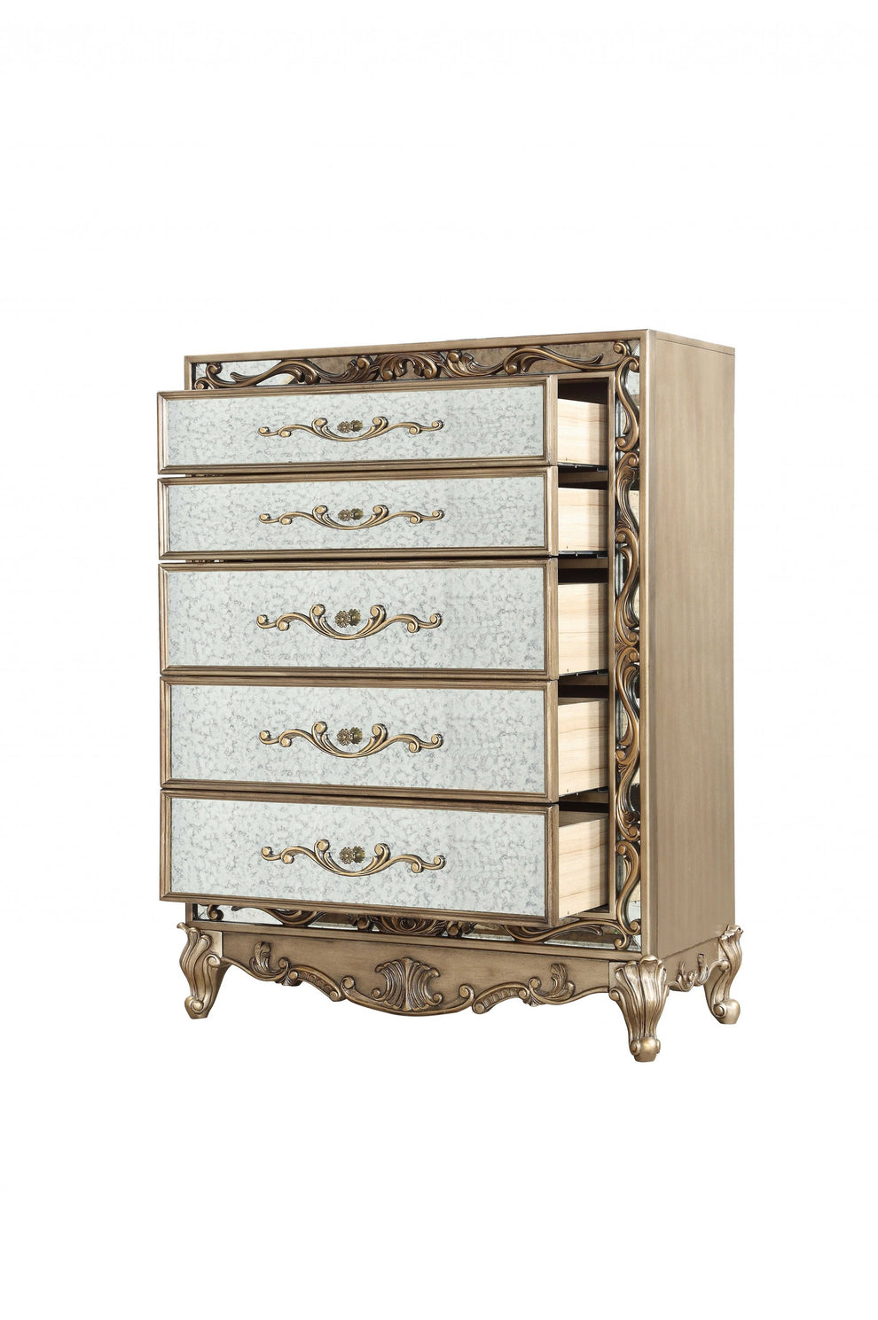 Antique Gold Wood Mirror Chest By Homeroots | Drawers | Modishstore - 3
