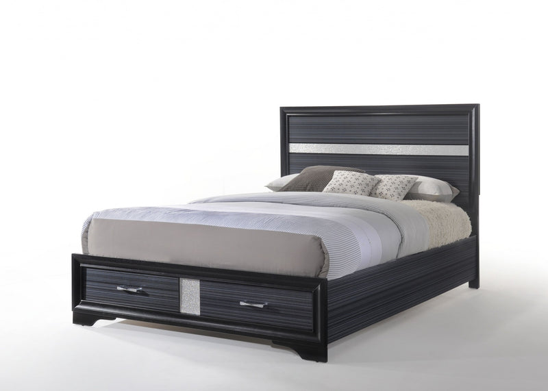 Black Wood Eastern King Bed Wstorage By Homeroots | Beds | Modishstore