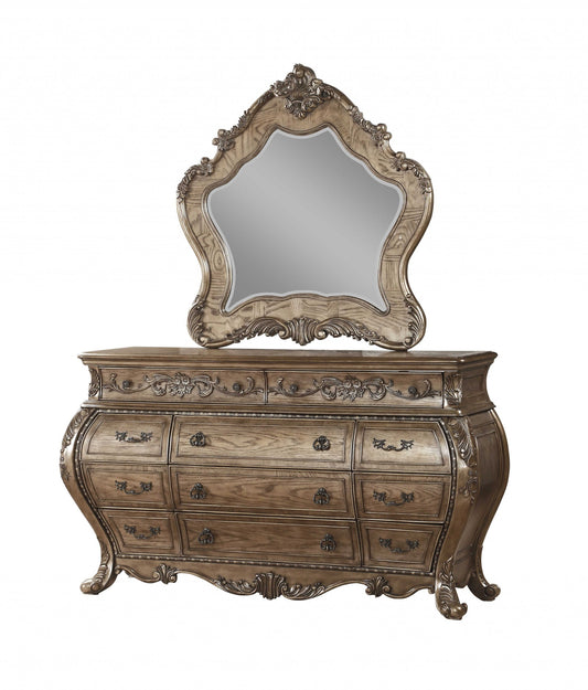 Vintage Oak Wood Mirror By Homeroots | Mirrors | Modishstore