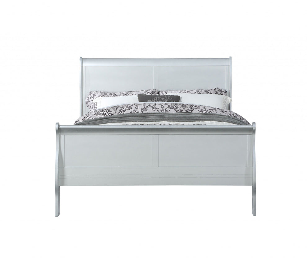 Platinum Wood Twin Bed By Homeroots - 347115 | Beds | Modishstore - 2