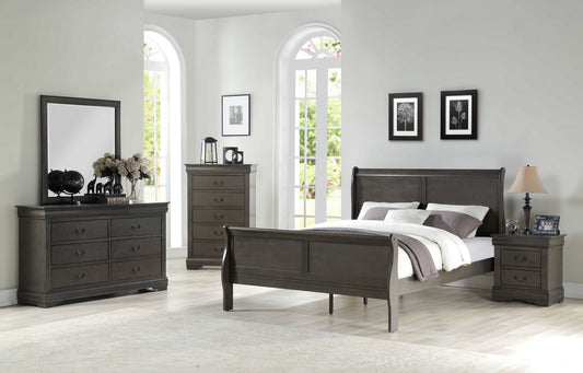 Dark Gray Wood Eastern King Bed By Homeroots | Beds | Modishstore - 3