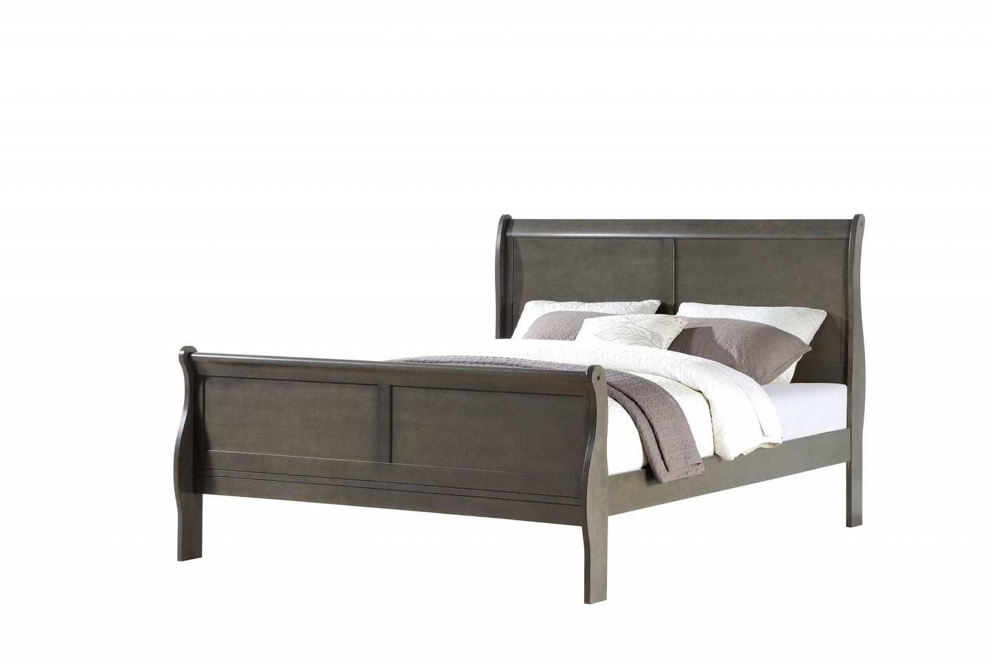 Dark Gray Wood Queen Bed By Homeroots | Beds | Modishstore - 2