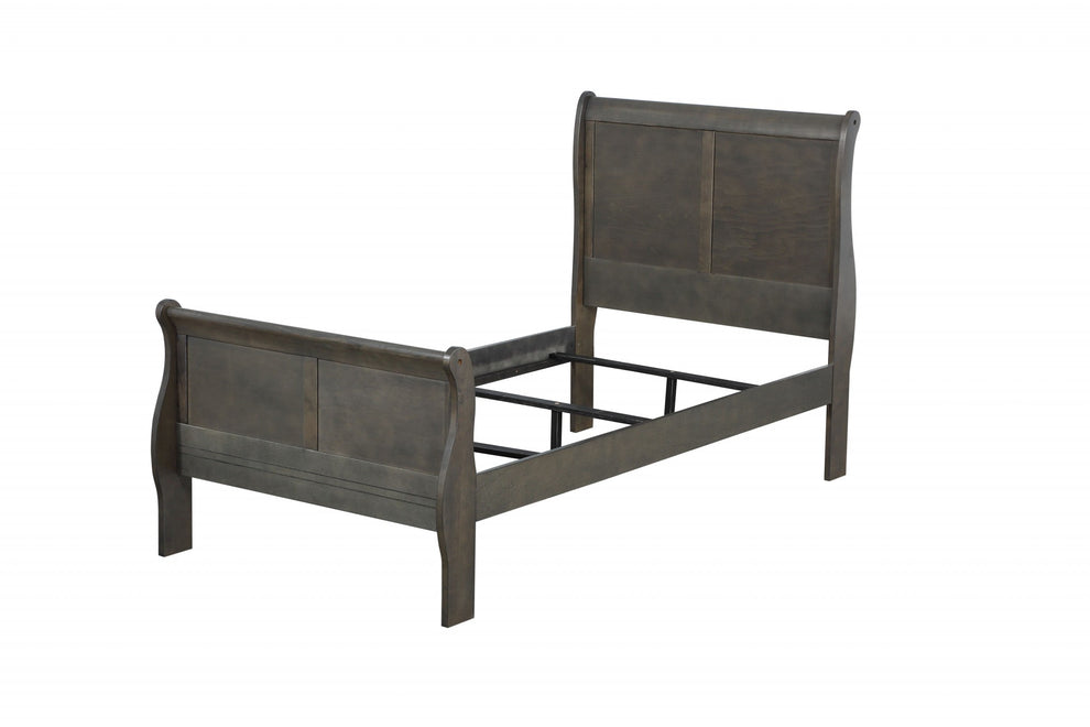 Dark Gray Wood Twin Bed By Homeroots | Beds | Modishstore - 2