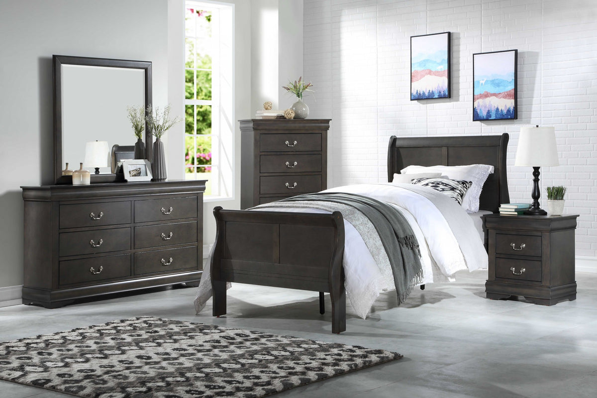 Dark Gray Wood Twin Bed By Homeroots | Beds | Modishstore