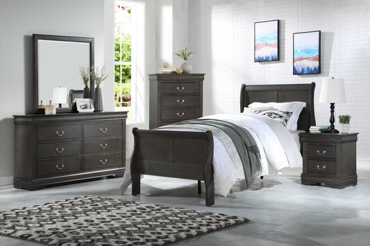 Dark Gray Wood Twin Bed By Homeroots | Beds | Modishstore - 3