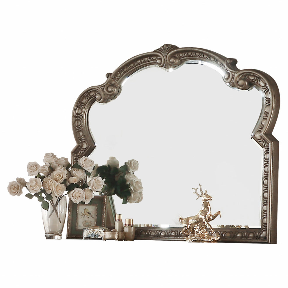 Antique Champagne Finish Baroque Style Wall Mirror By Homeroots | Mirrors | Modishstore - 2