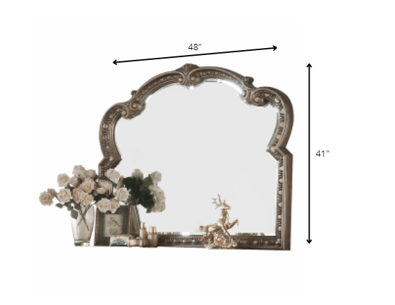 Antique Champagne Finish Baroque Style Wall Mirror By Homeroots | Mirrors | Modishstore - 3