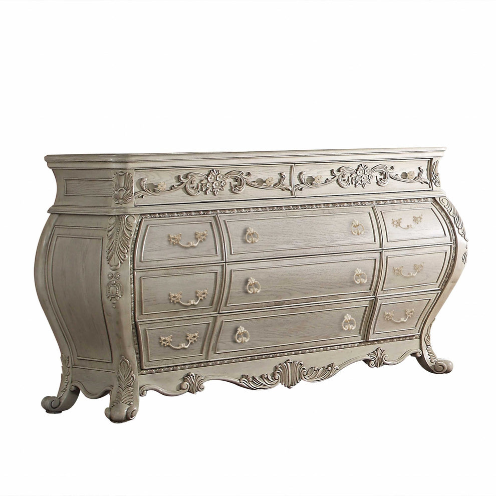 Antique White Wood Dresser By Homeroots | Dressers | Modishstore - 2