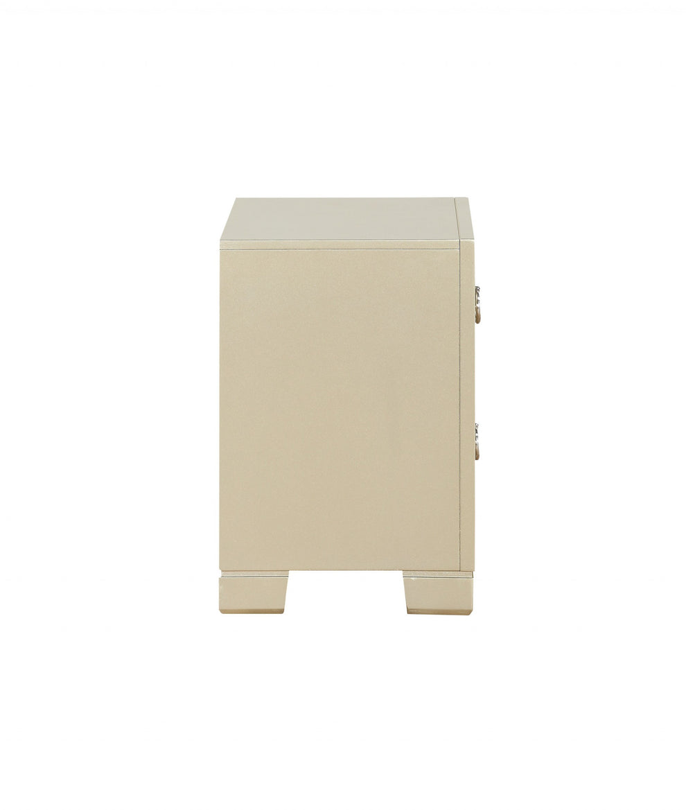 Champagne Wood Mirror Veneer Nightstand By Homeroots | Nightstands | Modishstore - 3