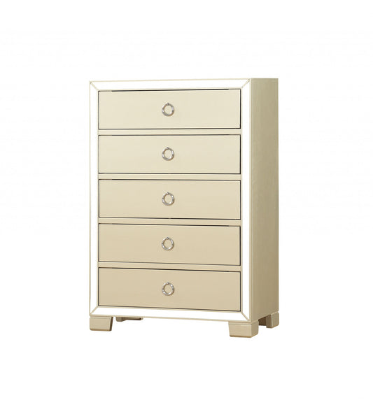 Champagne Wood Mirror Veneer Chest By Homeroots | Drawers | Modishstore