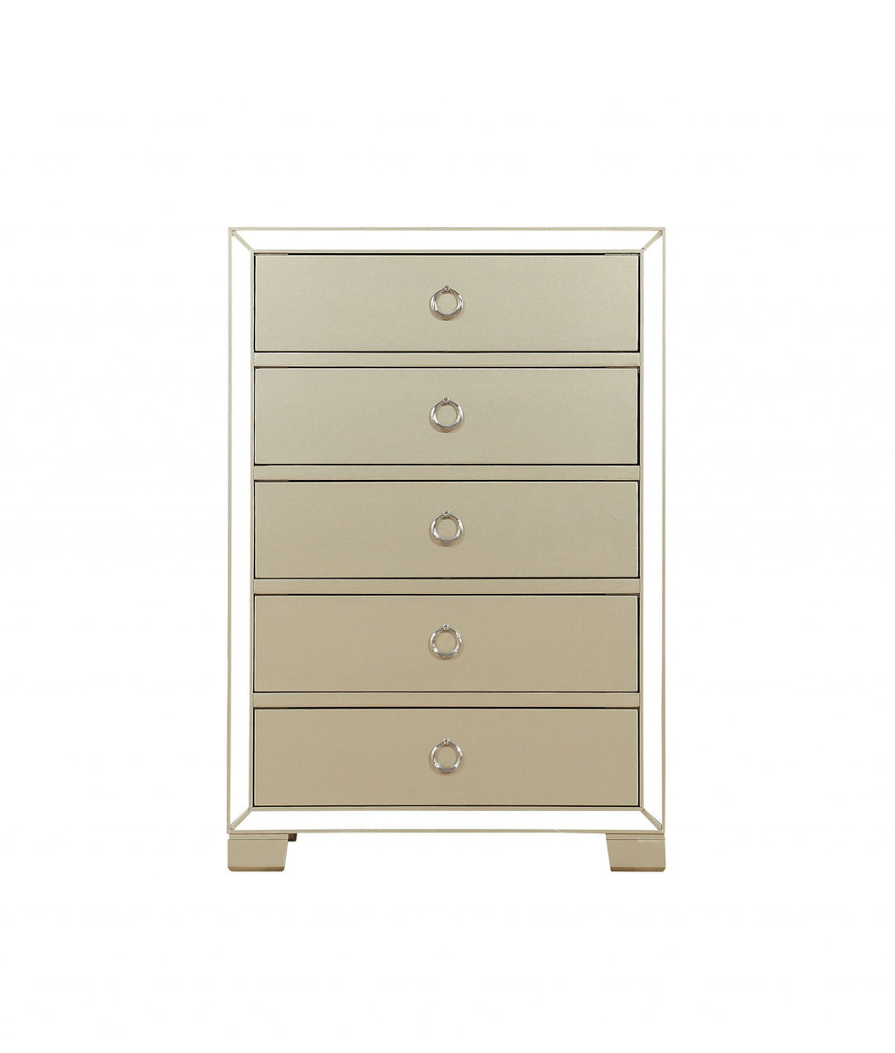 Champagne Wood Mirror Veneer Chest By Homeroots | Drawers | Modishstore - 2