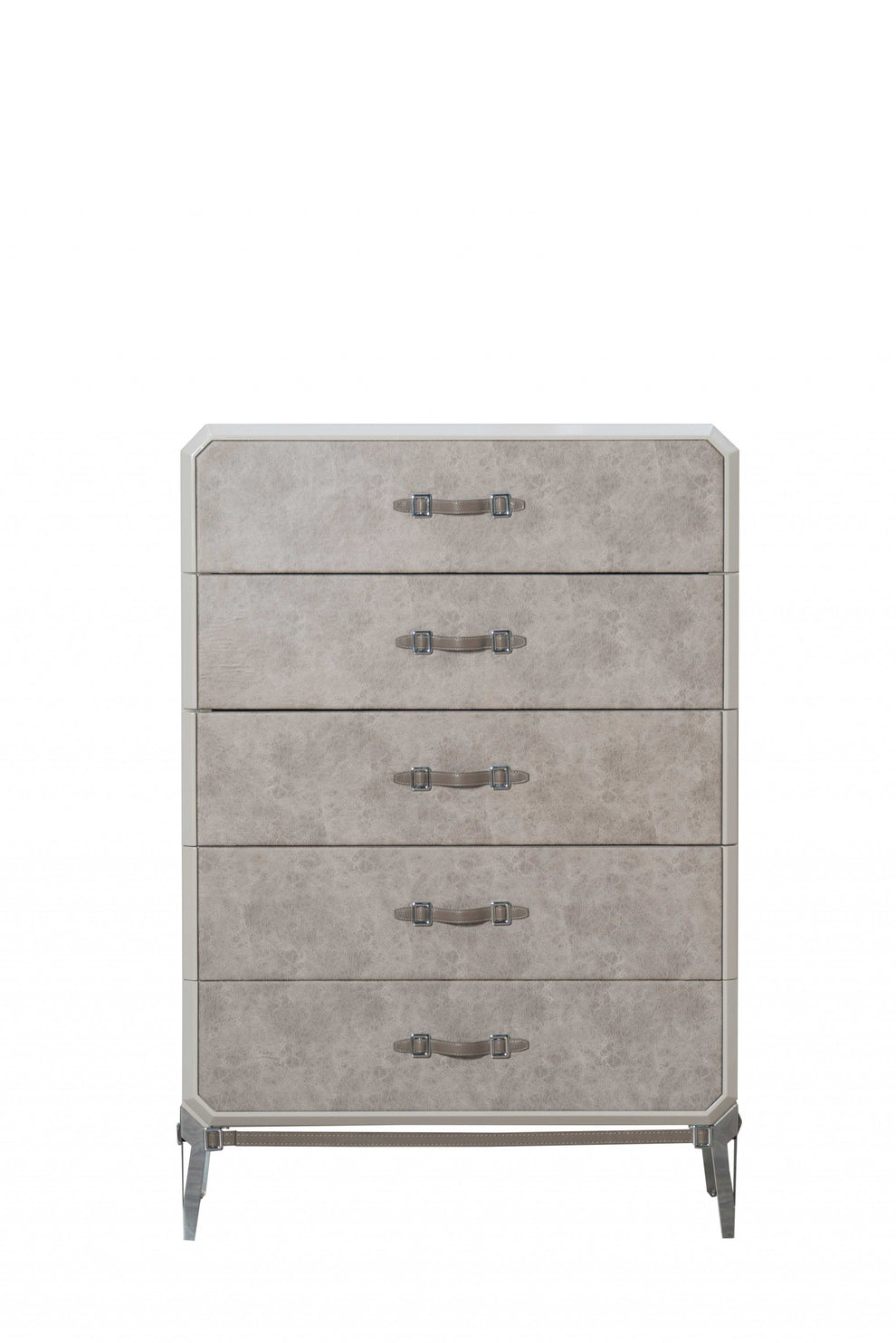 Vintage Beige Pu Wood Upholstered Front Metal Leg Veneer Melamine Chest By Homeroots | Drawers | Modishstore - 2