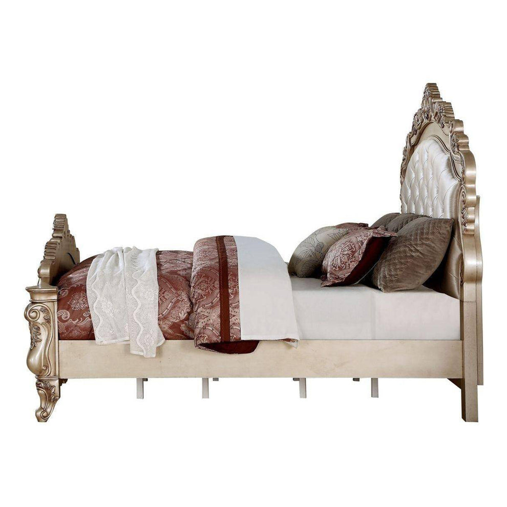 Fabric Antique White Wood Upholstered Hbfb Queen Bed By Homeroots | Beds | Modishstore - 6