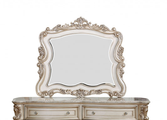 Antique White Wood Mirror By Homeroots