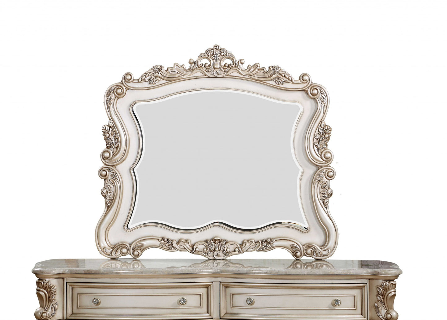Antique White Wood Mirror By Homeroots | Mirrors | Modishstore