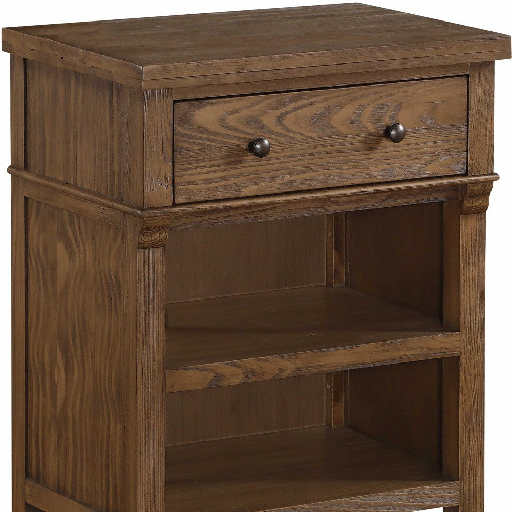 Reclaimed Oak Wood Nightstand By Homeroots | Nightstands | Modishstore - 4
