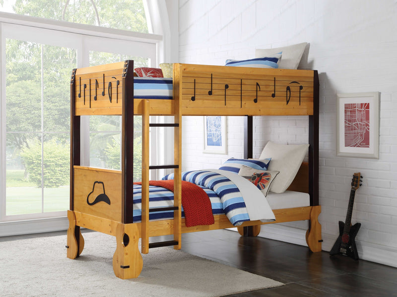 Honey Oak Espresso Wood Twintwin Bunk Bed By Homeroots | Beds | Modishstore - 2