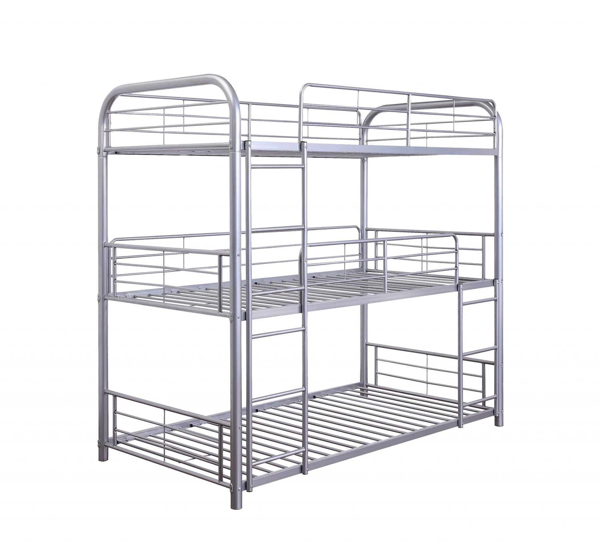 Silver Metal Triple Bunk Bed - Twin By Homeroots | Beds | Modishstore
