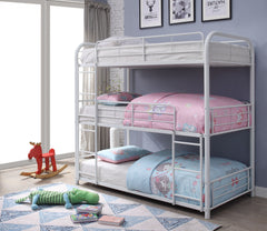 White Metal Triple Bunk Bed - Full By Homeroots