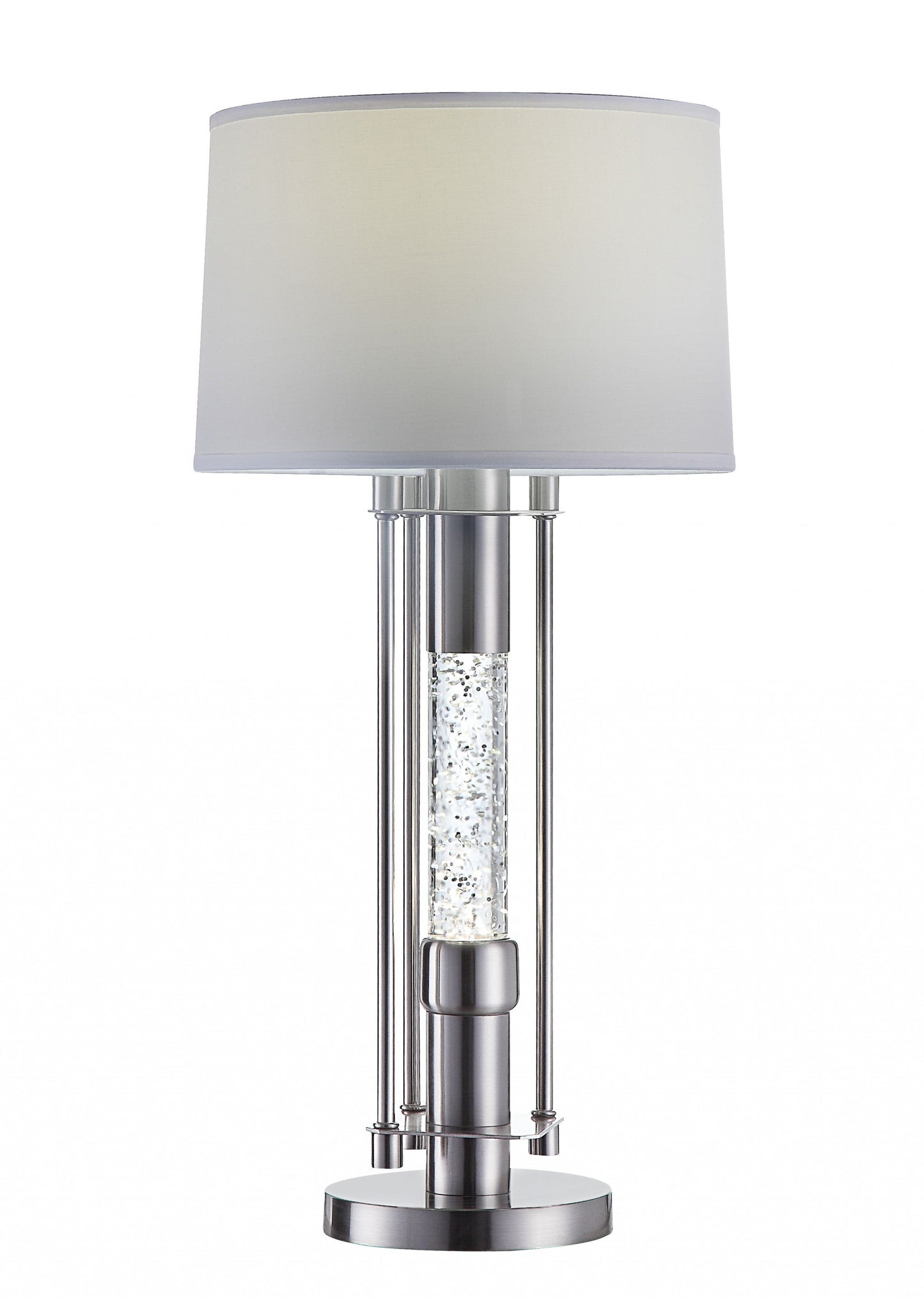 Brushed Nickel Metal Glass LED Shade Table Lamp By Homeroots - 347215 | Table Lamps | Modishstore