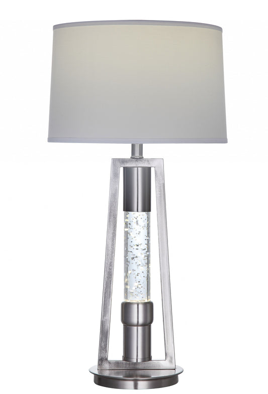 Brushed Nickel Metal Glass LED Shade Table Lamp By Homeroots - 347217 | Table Lamps | Modishstore