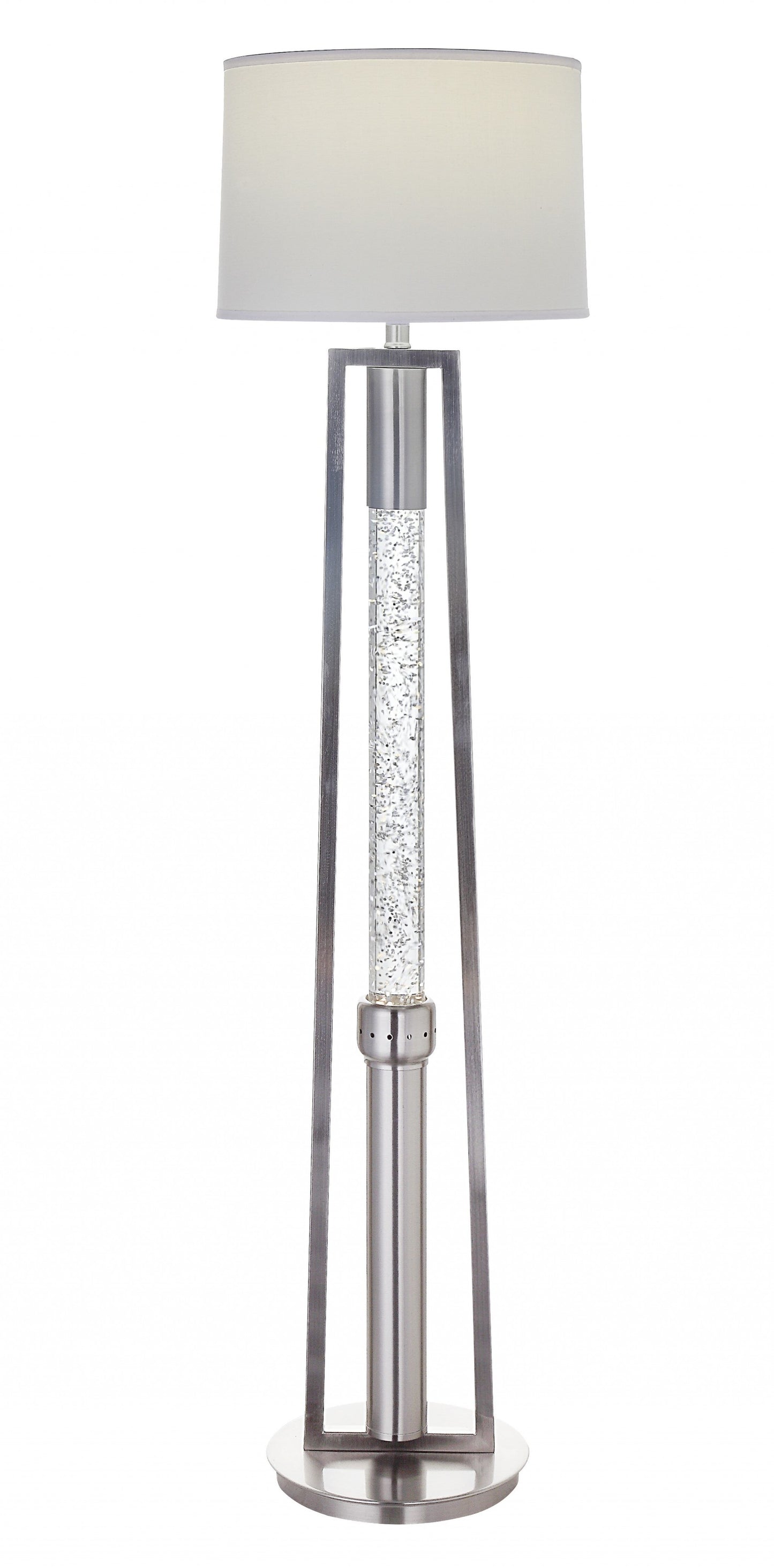 Brushed Nickel Metal Glass LED Shade Floor Lamp By Homeroots - 347218 | Floor Lamps | Modishstore