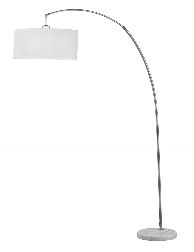Brushed Nickel and Marble Base Arching Floor Lamp By Homeroots | Floor Lamps | Modishstore