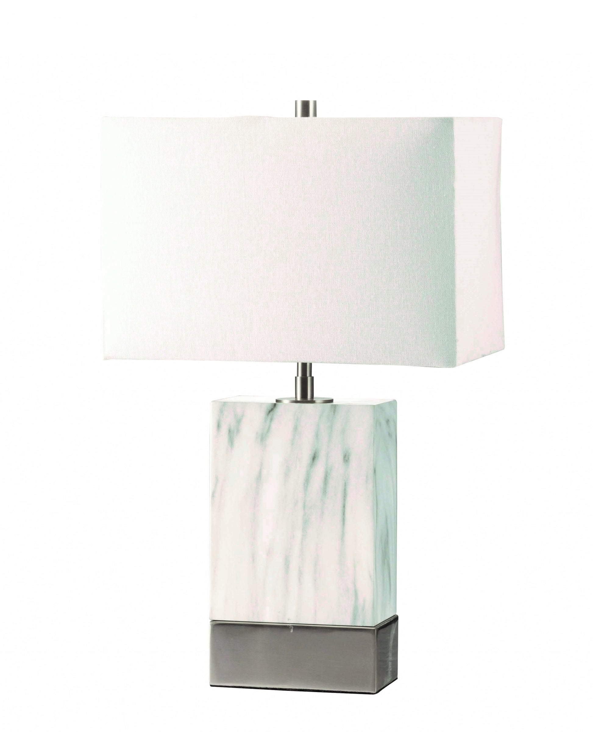 White Marble & Brushed Nickel Table Lamp By Homeroots | Table Lamps | Modishstore