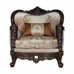 Fabric Dark Walnut Upholstery Wood LegTrim Chair w Pillows By Homeroots