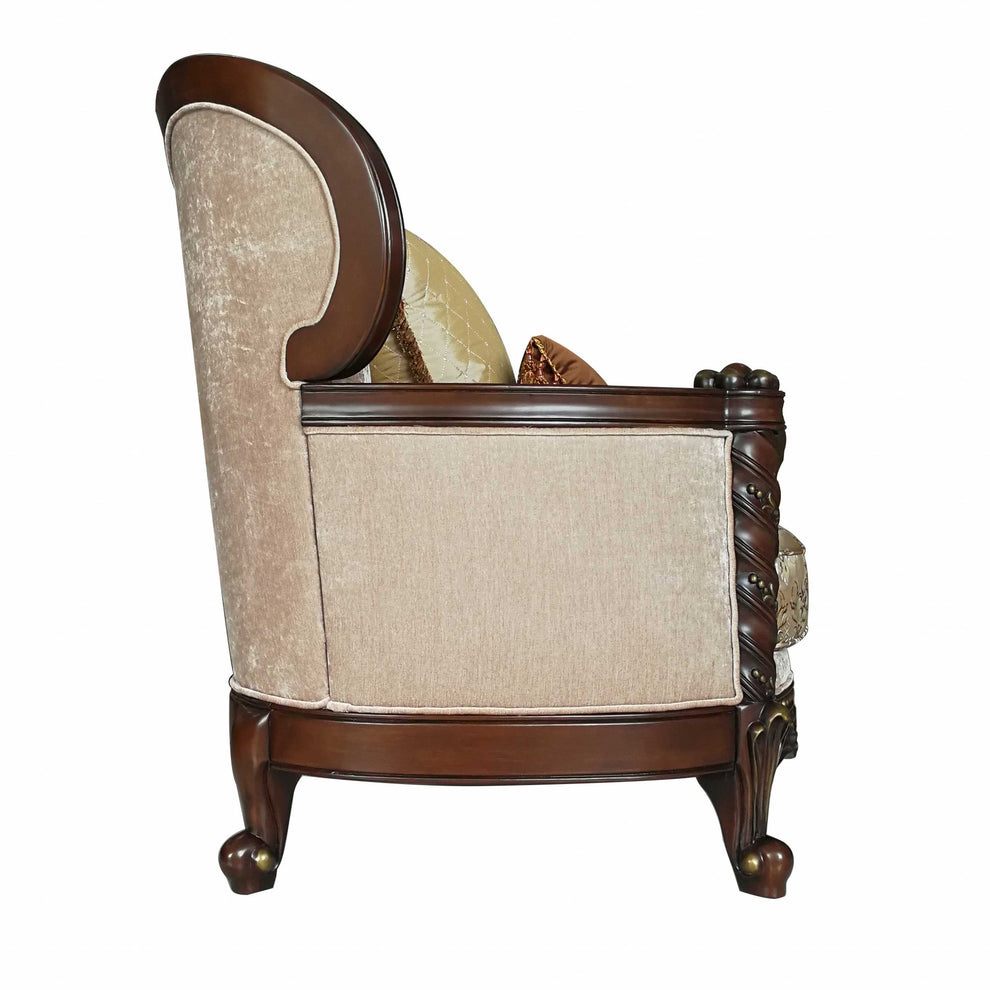 Fabric Dark Walnut Upholstery Wood LegTrim Chair w Pillows By Homeroots | Accent Chairs | Modishstore - 3