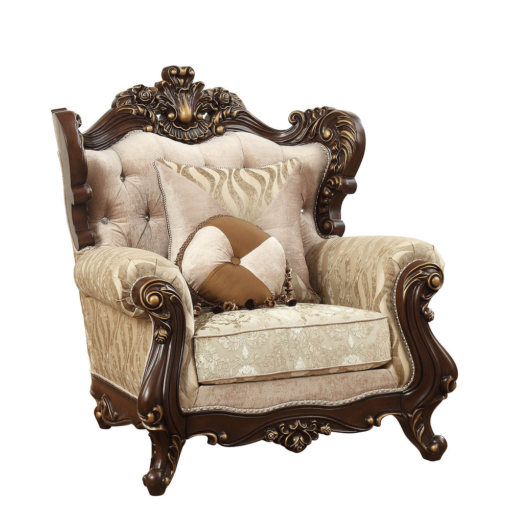 Fabric Walnut Upholstery Wood LegTrim Chair w Pillows By Homeroots - 347251 | Accent Chairs | Modishstore - 3