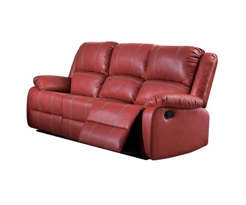 Red PU Upholstery Metal Reclining Mechanism Sofa (Motion) By Homeroots | Sofas | Modishstore
