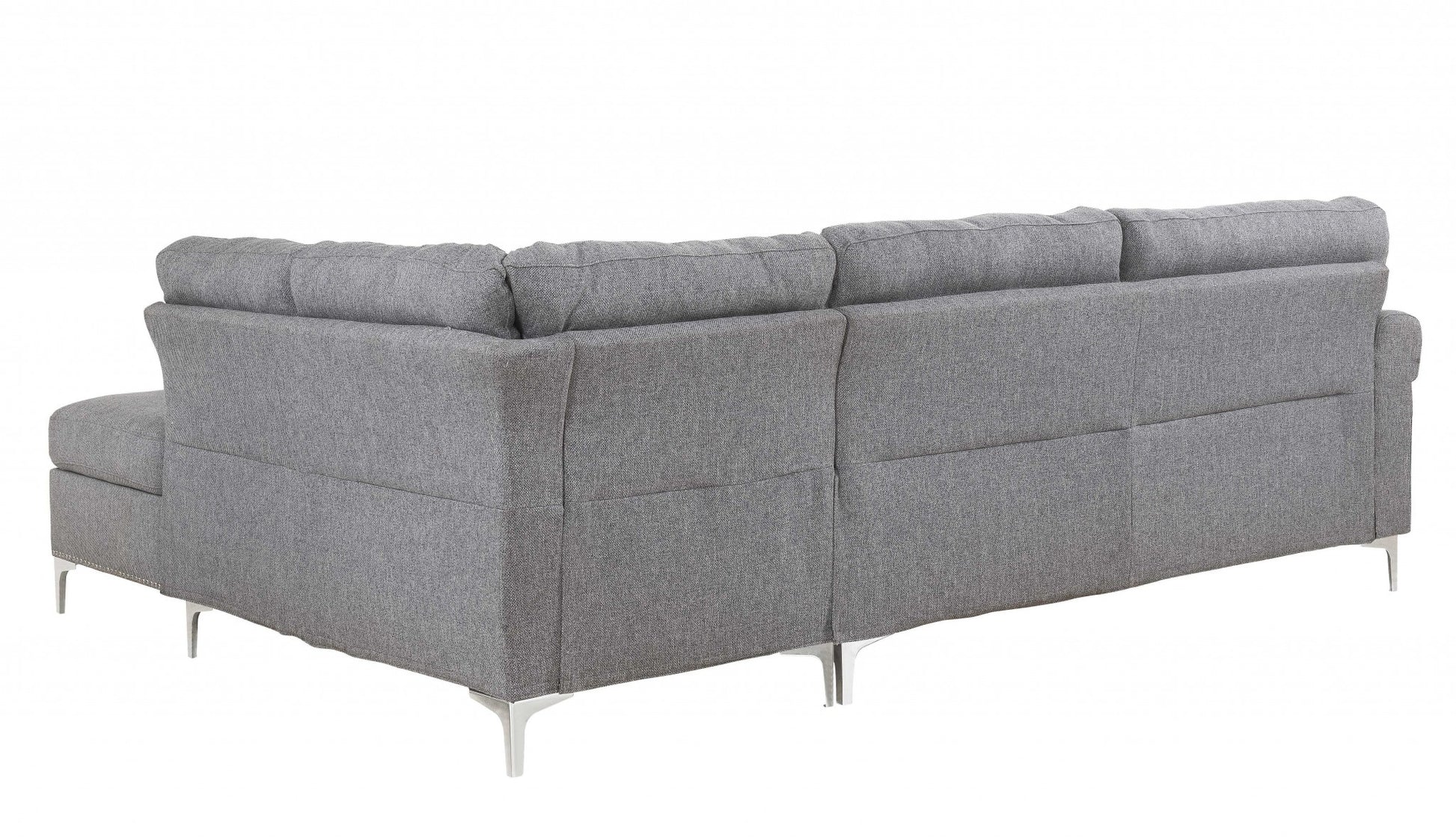 Gray Fabric Upholstery Metal Leg Sectional Sofa By Homeroots | Sectional | Modishstore - 3