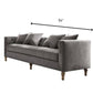 Gray Velvet Upholstery Sofa w Pillows By Homeroots | Sofas | Modishstore - 4