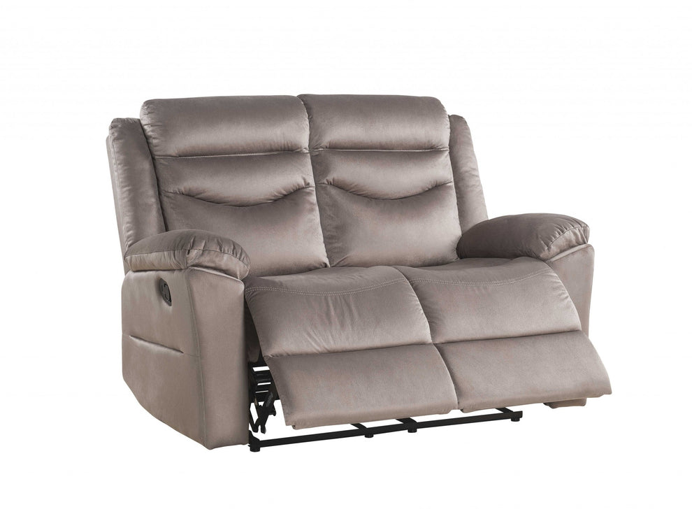 Velvet Upholstery Metal Reclining Mechanism Loveseat Motion By Homeroots | Loveseats | Modishstore - 3
