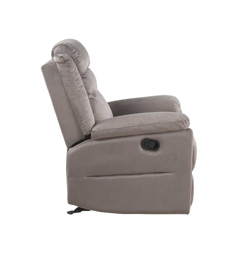 Velvet Upholstery Metal Reclining Mechanism Glider Recliner By Homeroots | Recliners | Modishstore - 2