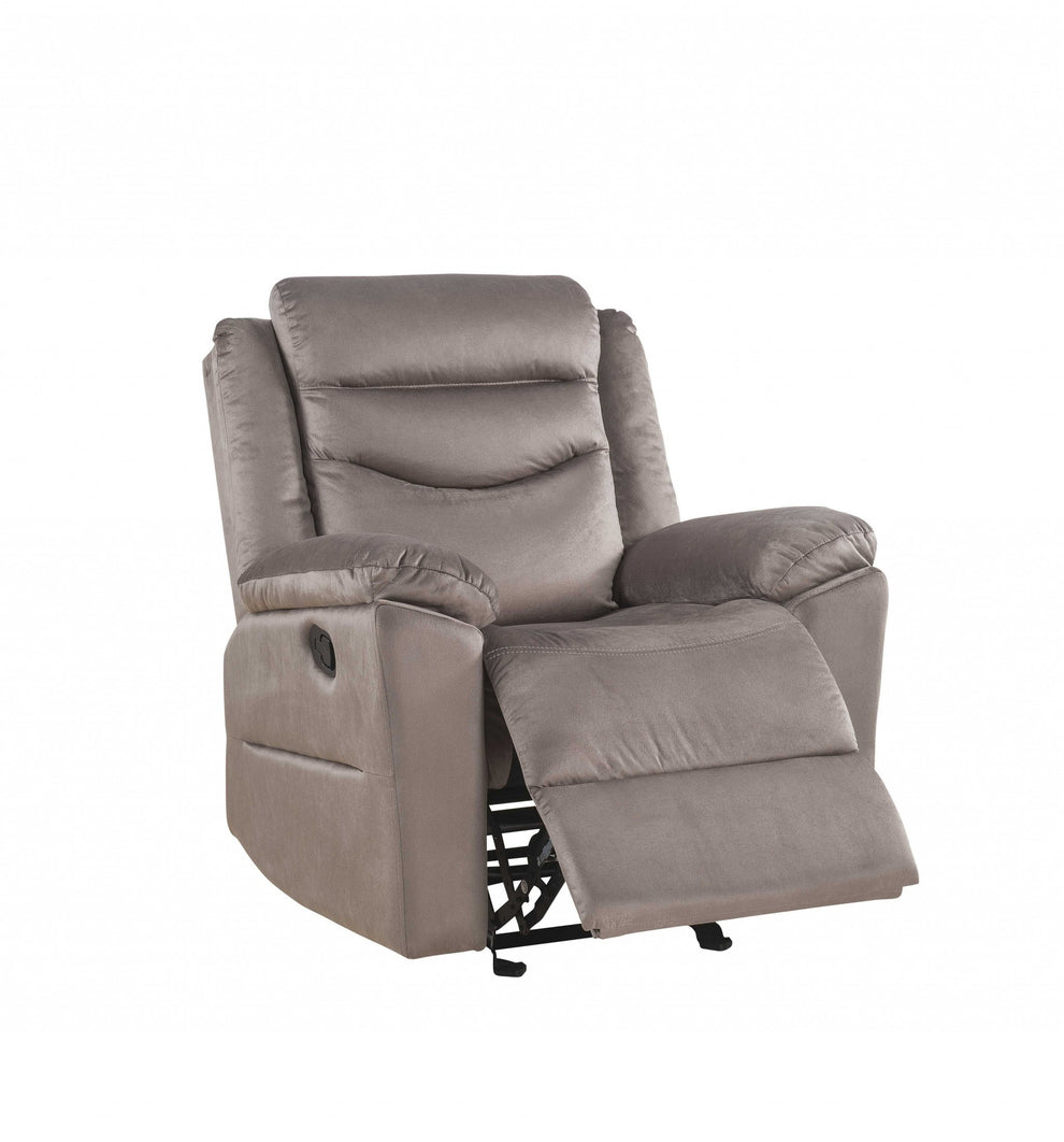 Velvet Upholstery Metal Reclining Mechanism Glider Recliner By Homeroots | Recliners | Modishstore - 3