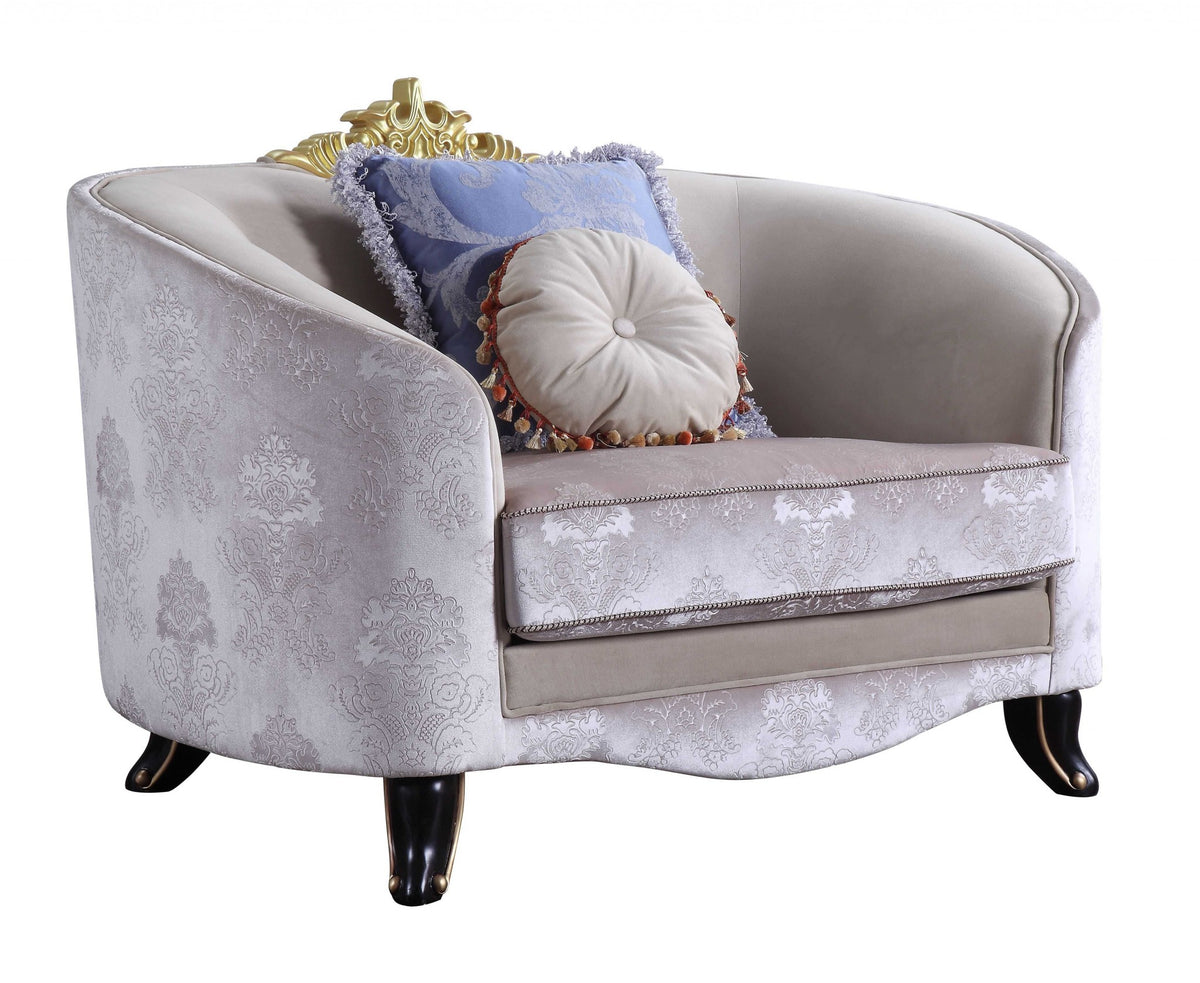 Cream Fabric Upholstery Chair With Pillows By Homeroots | Accent Chairs | Modishstore