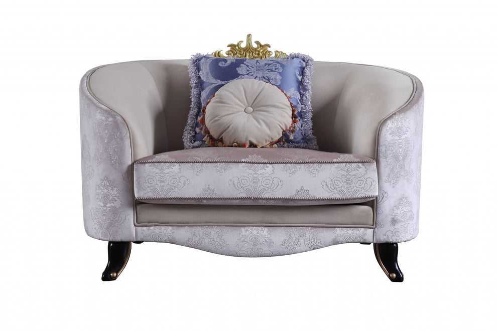 Cream Fabric Upholstery Chair With Pillows By Homeroots | Accent Chairs | Modishstore - 3