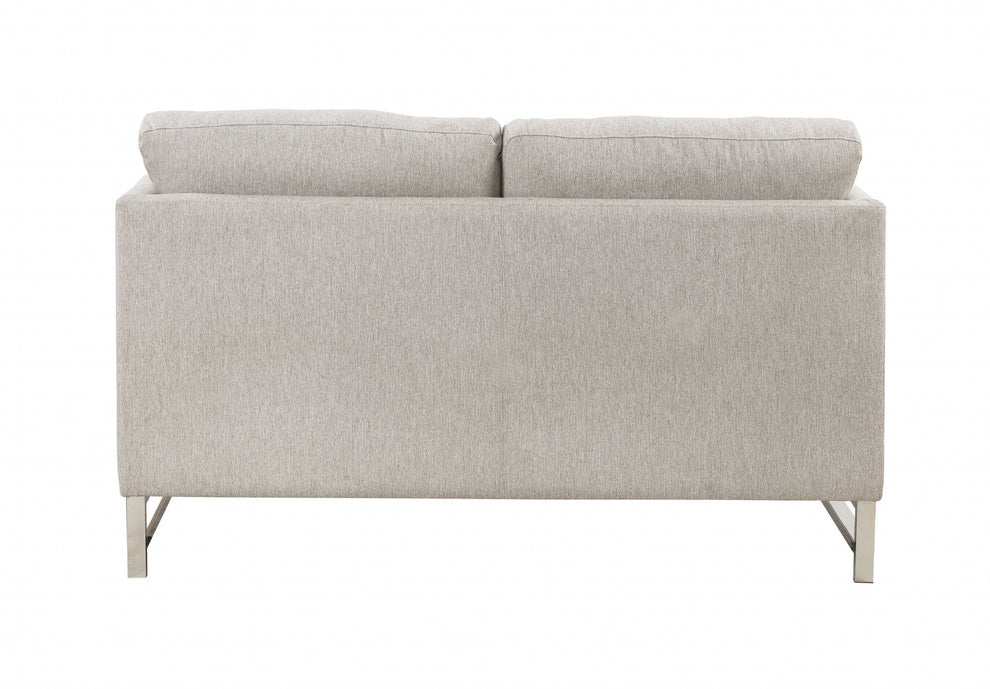 Beige Linen Upholstery Metal Leg Loveseat w Pillows By Homeroots | Loveseats | Modishstore - 2