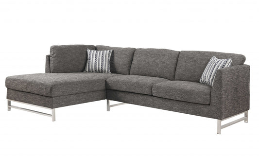 Gray Linen Upholstery Metal Leg Sectional Sofa By Homeroots | Sectional | Modishstore