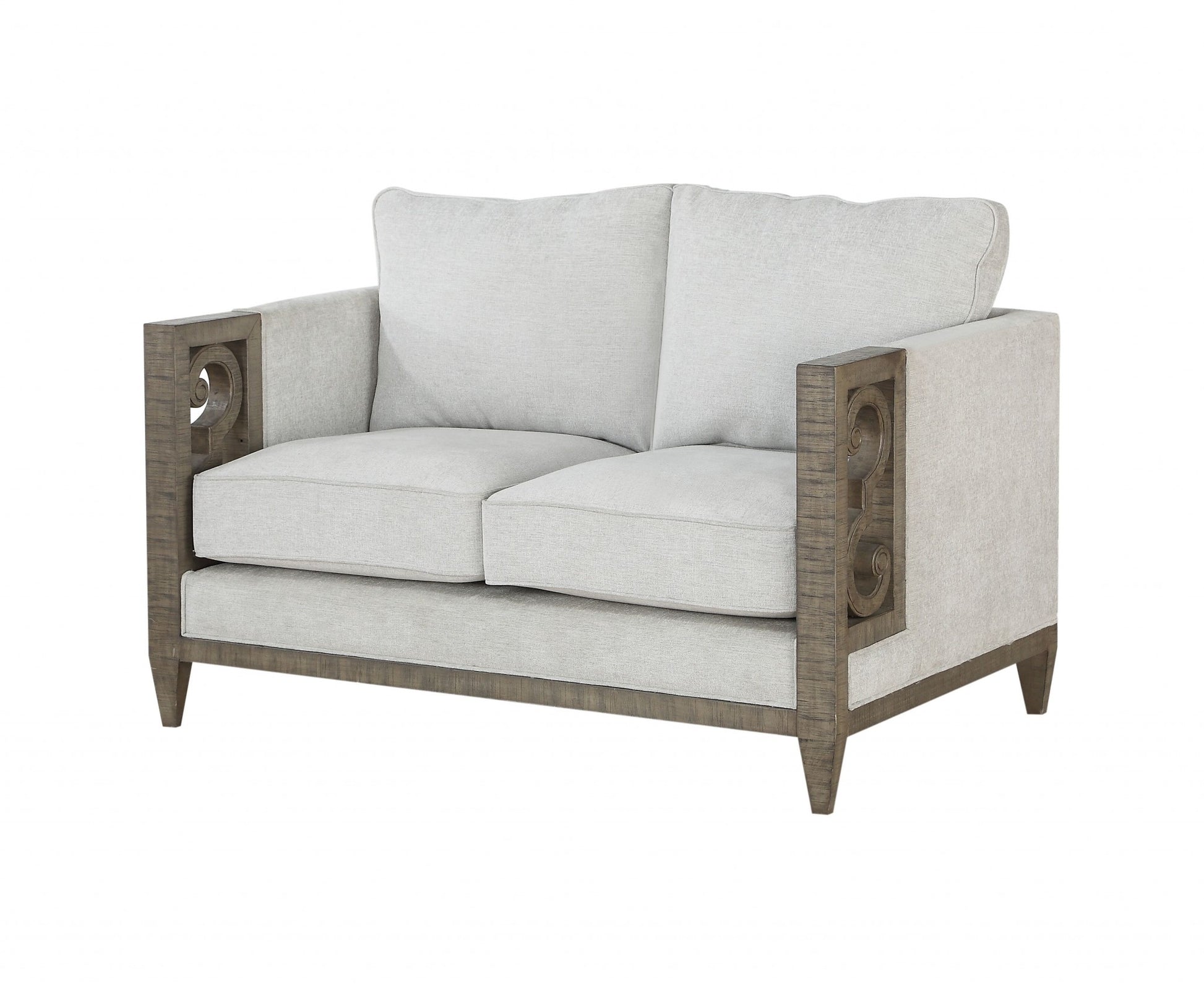 Fabric Salvaged Natural Upholstery Wood Leg Loveseat By Homeroots | Loveseats | Modishstore