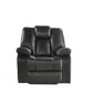 Black Leather-Aire Upholstery Recliner (Power Motion) By Homeroots | Chairs & Recliners | Modishstore