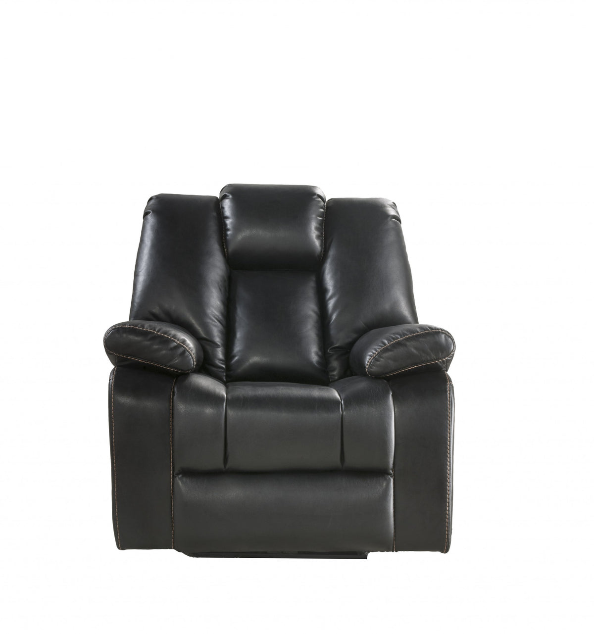 Black Leather-Aire Upholstery Recliner (Power Motion) By Homeroots | Recliners | Modishstore