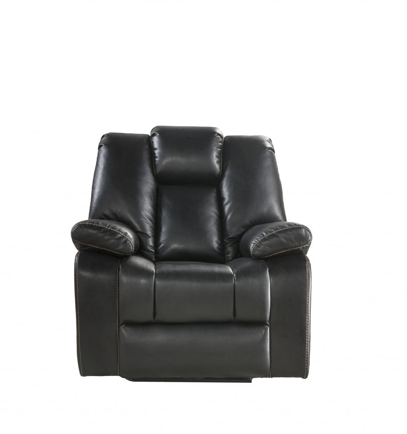 Black Leather-Aire Upholstery Recliner (Power Motion) By Homeroots | Chairs & Recliners | Modishstore