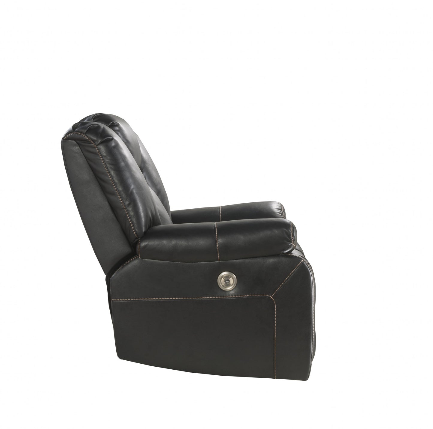 Black Leather-Aire Upholstery Recliner (Power Motion) By Homeroots | Recliners | Modishstore - 3